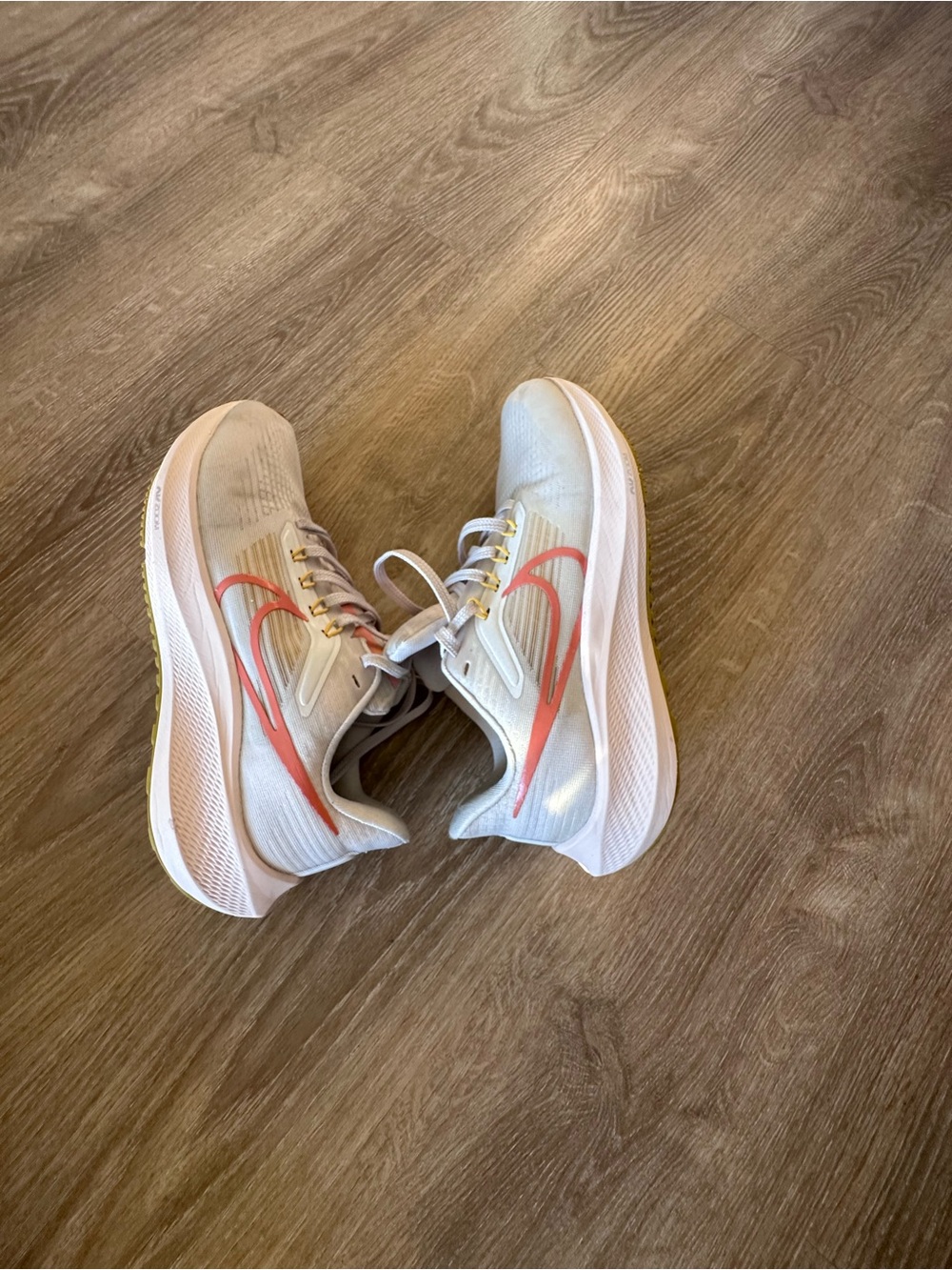Converse Women’s White Athletic Shoes with Coral Accent